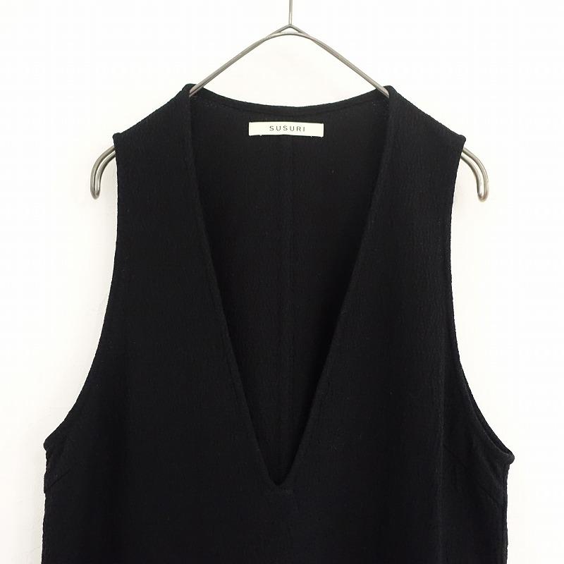 ススリ SUSURI】22ss アイデリックワンピース リネン ブラック