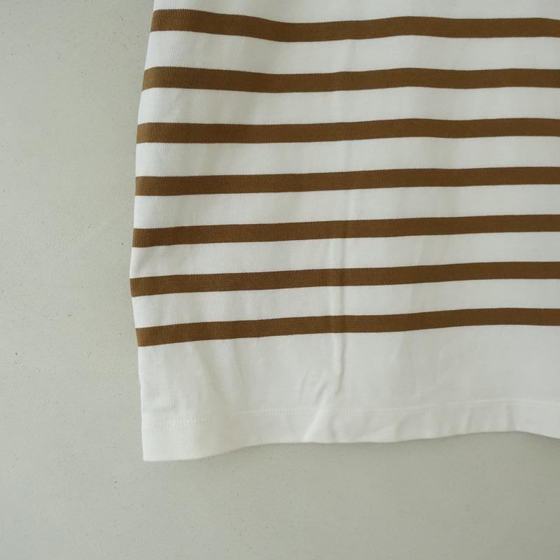 AUBERGE オーベルジュ　ボーダー　カットソー　茶×ベージュ　44 超美品 AUBERGE オーベルジュ ボーダー カットソー 茶×ベージュ 44 超美