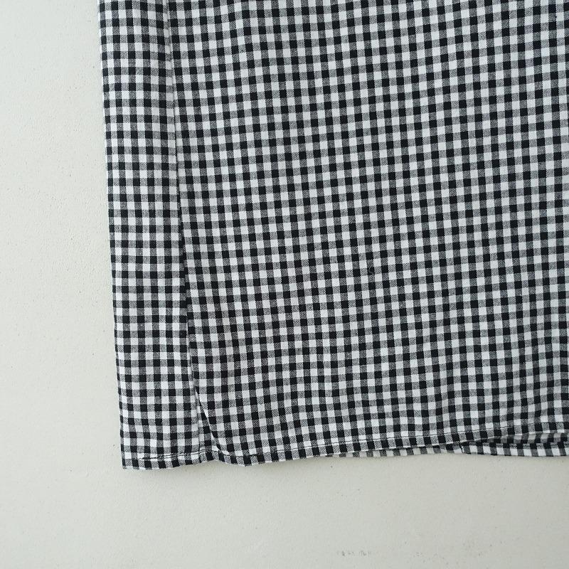 美品 オオカミとフクロウ ワンピース 麻混 ティアード ギンガムチェック 美品 オオカミとフクロウ ワンピース 麻混 ティアード ギンガム