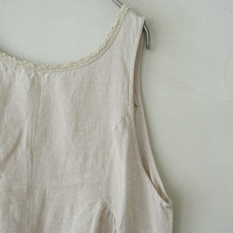 nest Robe ⿻ リネン レース付き ノースリーブワンピース 2wey 麻 nest Robe（ネストローブ） 【美品】ネストローブ *レース使い2WAY