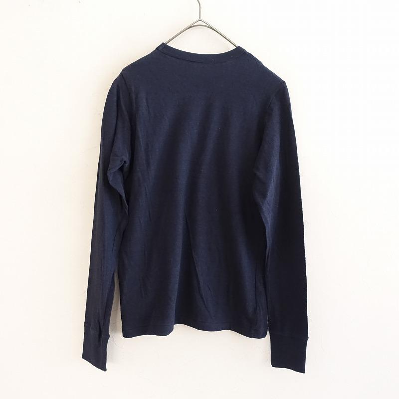 メゾンドソイル2way クルーネック ボイルウールシャツネイビーインド製