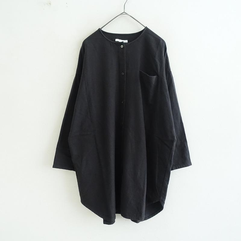 evam eva vie エヴァムエヴァ *起毛コットンノーカラーロングシャツ*綿