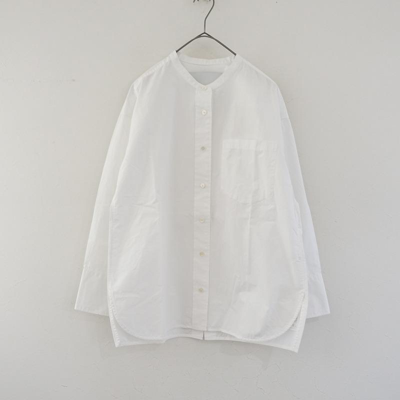 TICCA バンドカラーノーカラー長袖シャツ　サイドスリット 白 TICCA バンドカラーノーカラー長袖シャツ サイドスリット 白