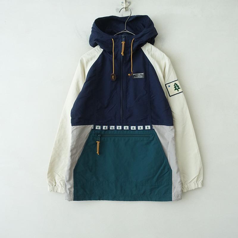 L.L.ビーン L.L.Bean *ハーフジップナイロンパーカー*XS濃紺/グレー