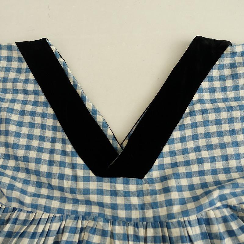 ドゥーブルメゾン DOUBLE MAISON *ガーデンドレス*綿ブルー×ホワイト