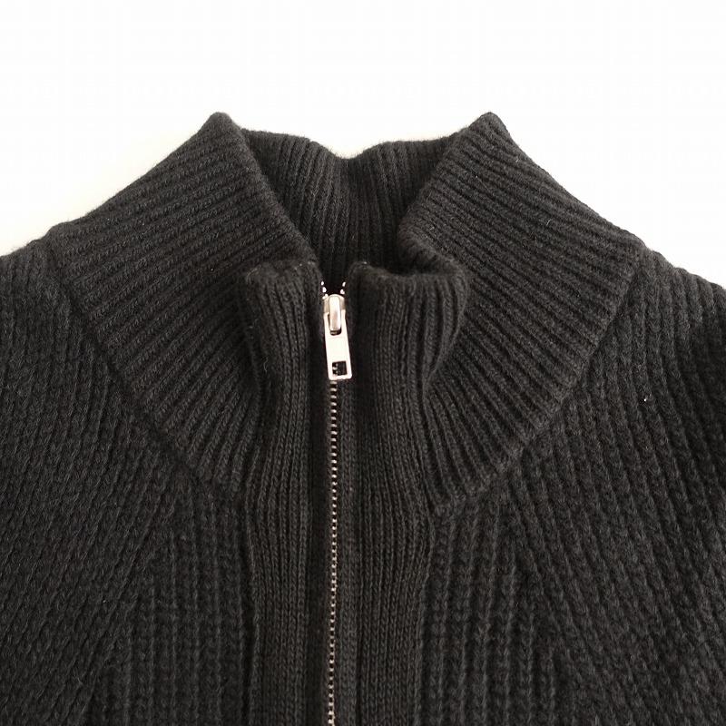 ADAWAS アダワス *ウールジップアップニットベスト*F毛ブラック黒