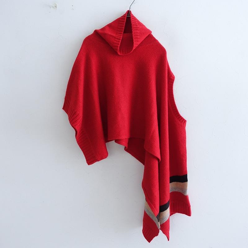 エイココンドウ EIKO KONDO *アシンメトリーニットベスト*F赤