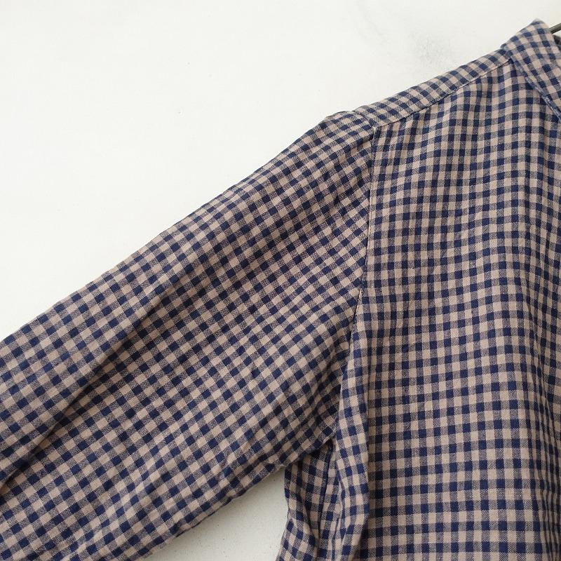 nest Robe（ネストローブ） *リネンギンガムチェックシャツ*麻ネイビー