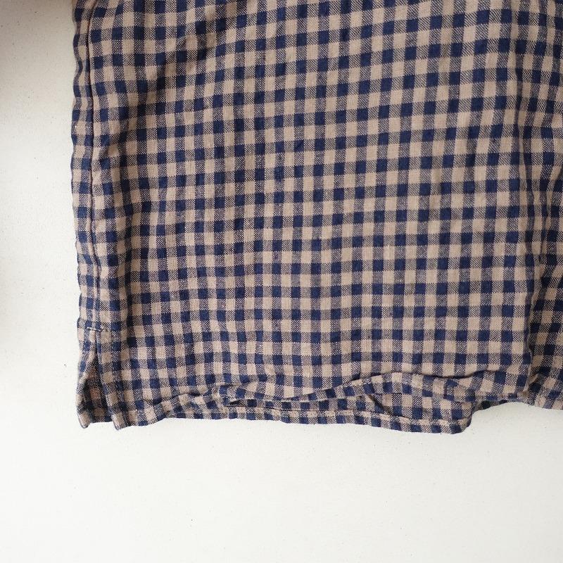nest Robe（ネストローブ） *リネンギンガムチェックシャツ*麻ネイビー