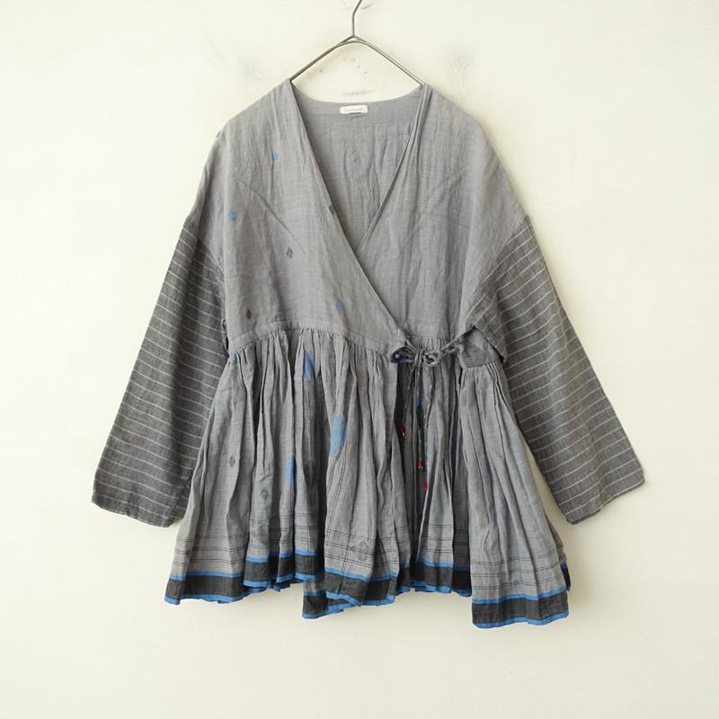 トゥーチャパティー TWO CHAPATI *ラバリブラウス*コットン綿グレー総
