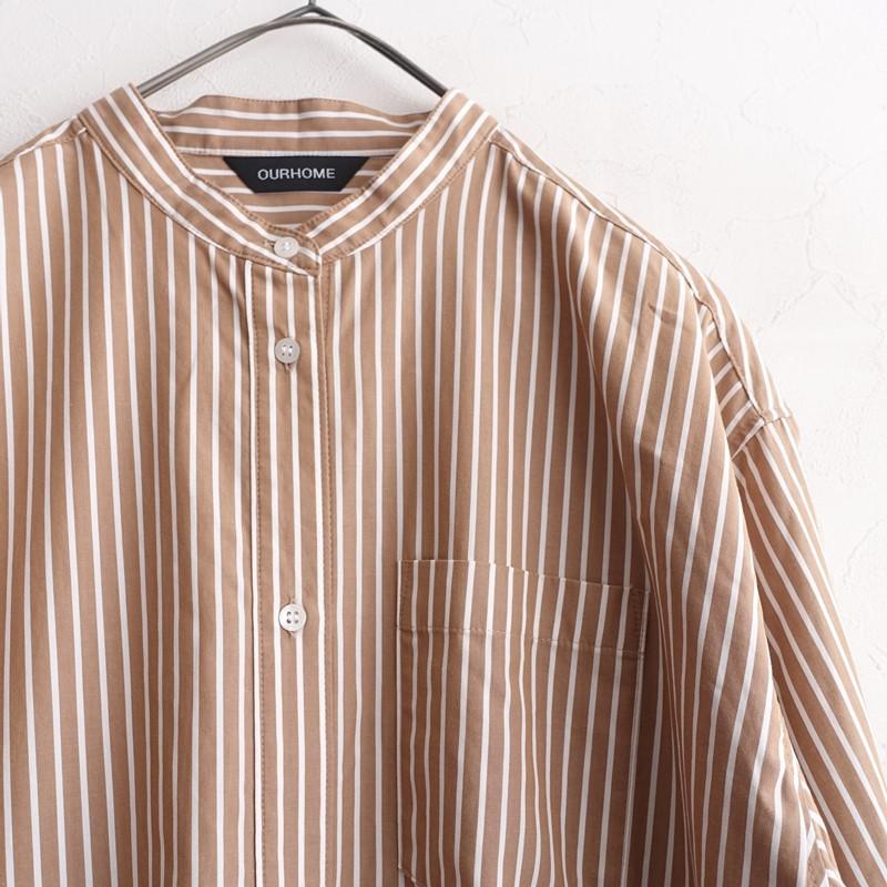 美品/定価1.8万】アワーホーム OURHOME *播州織のベーシックシャツ*F綿