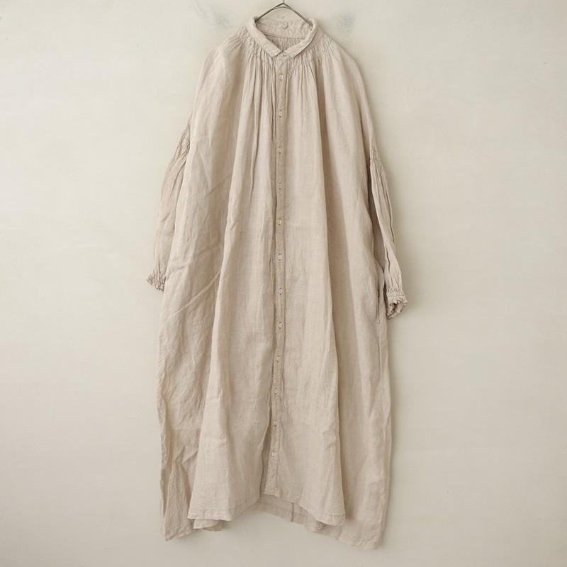 ネストローブ　リネン 襟フリル　ワンピース リネン近江晒しフリル襟ワンピース｜nest Robe / CONFECT ONLINE SHOP