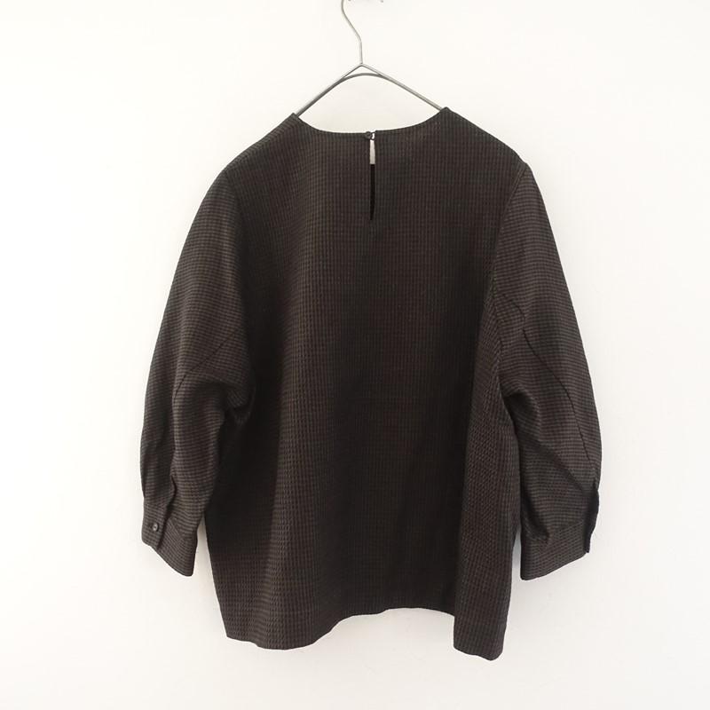 【美品/2024】アーツ&サイエンス ARTS&SCIENCE *New balloon blouse 3 プルオーバーブラウス*1茶黒チェック(25-2512-567)【03A62】の画像