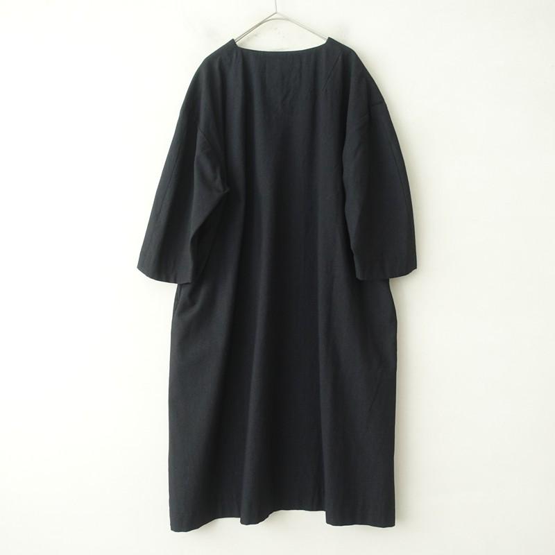 美品】モンサカタ mon Sakata *ウールシルクVネックワンピース*毛絹