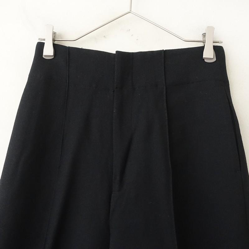 ebure エブール *ウールワイドパンツ*36毛ツイル黒ブラックセンター