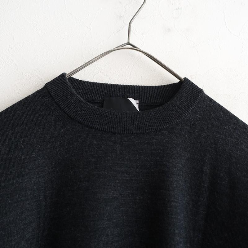 ATON（エイトン） *ウールニットプルオーバー*02毛チャコールグレー