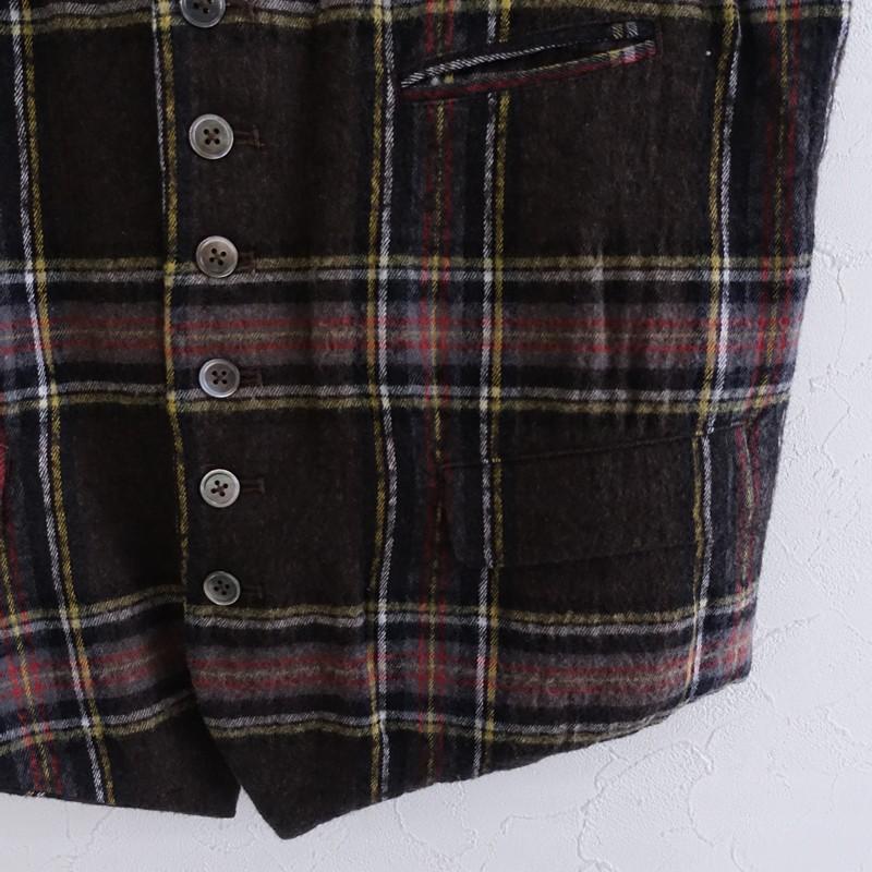 ICHI（イチ） *チェックベスト*コットンウール綿毛ブラウン系×ブラック