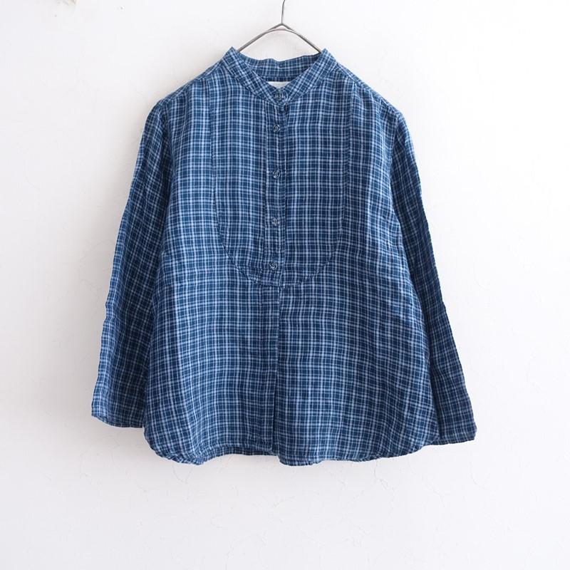 フォグリネンワーク fog linen work *リネンチェックブラウス*麻