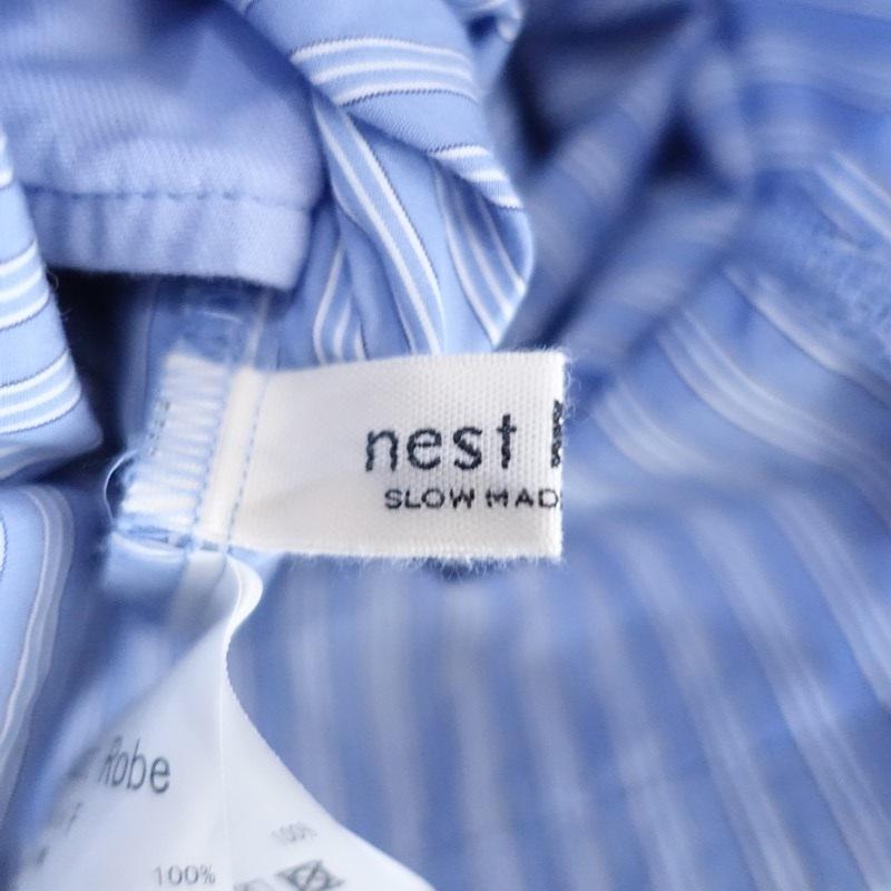 【2025SS/定価2.9万】ネストローブ nest Robe *It’s me コットンストライプバルーンサロペット*F綿ブルー(25-2601-150)【20B62】_8