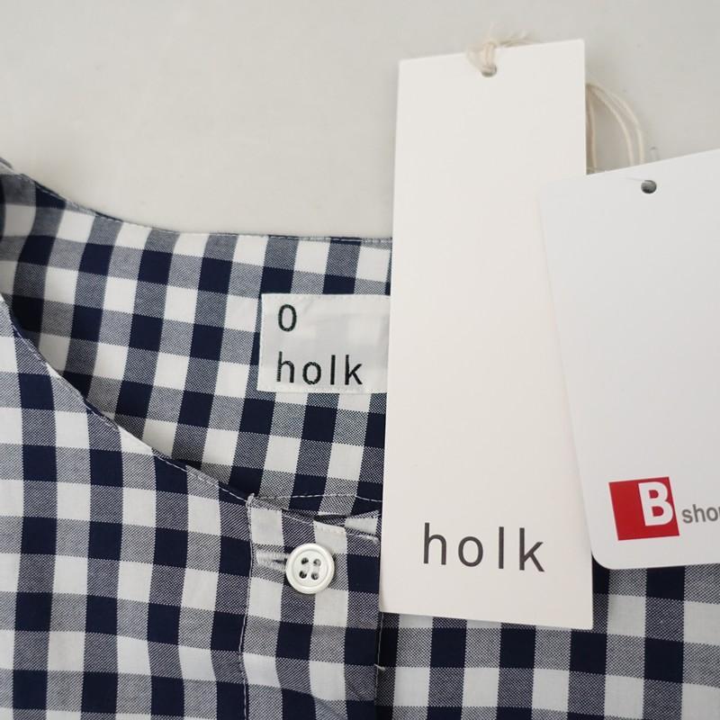 未使用/定価4.9万】ホーク holk *コットンギンガムチェックギャザー