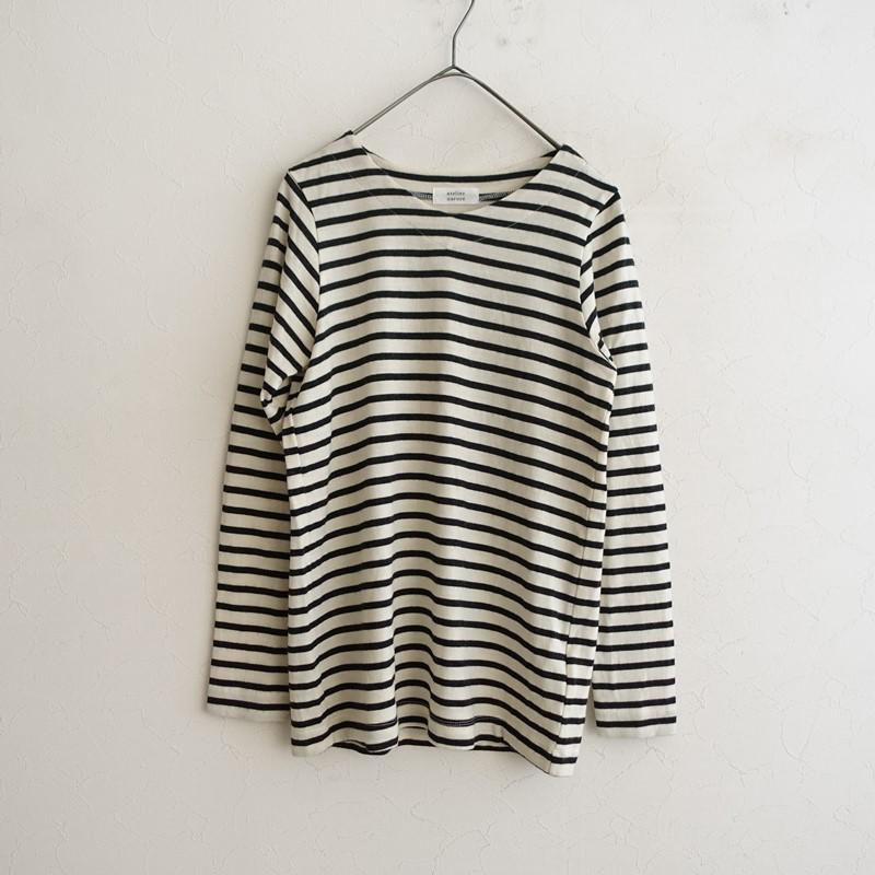 アトリエナルセ atelier naruse *ウールボーダーニットプルオーバー*F