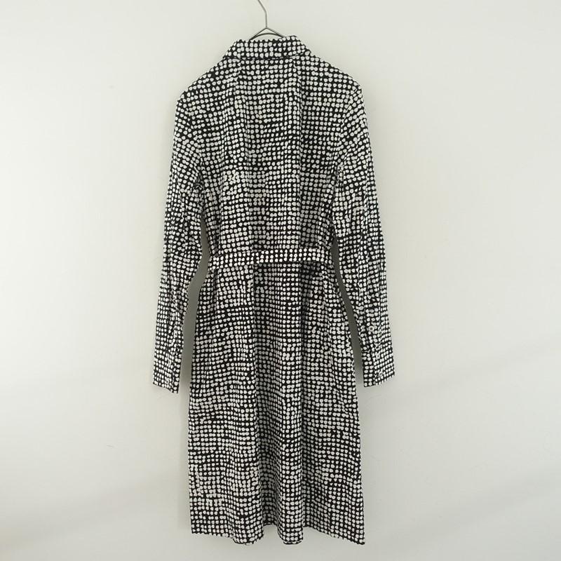 マリメッコ marimekko *長袖シャツワンピース*34綿コットン黒白