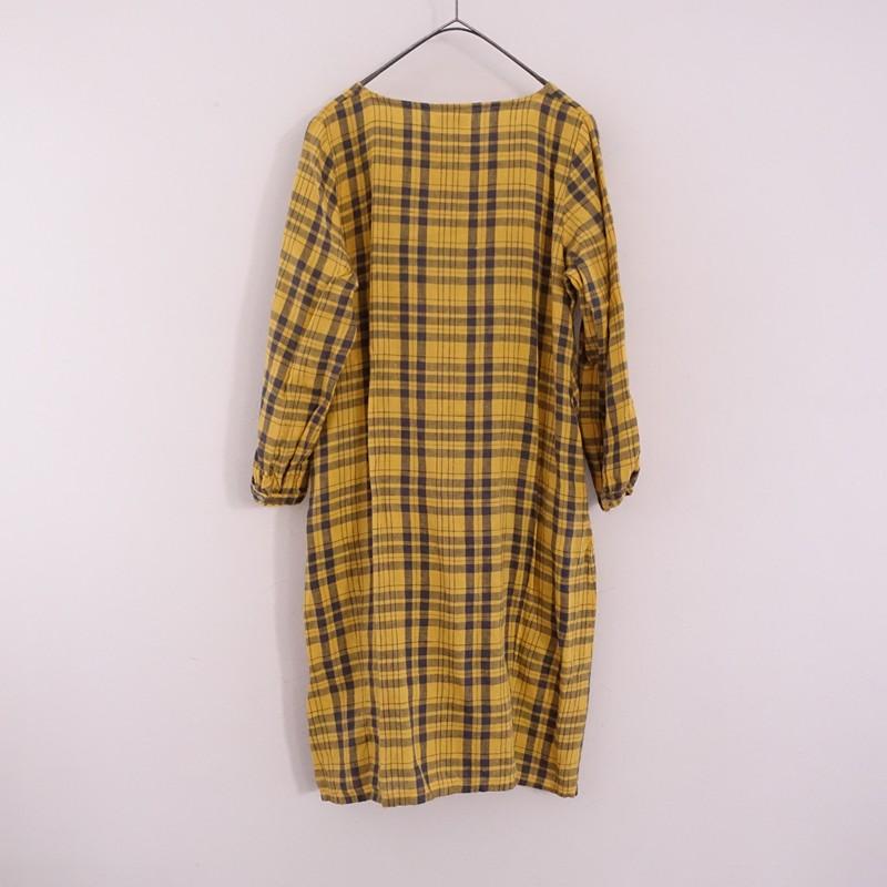 フォグリネンワーク fog linen work *リネンチェックワンピース*麻