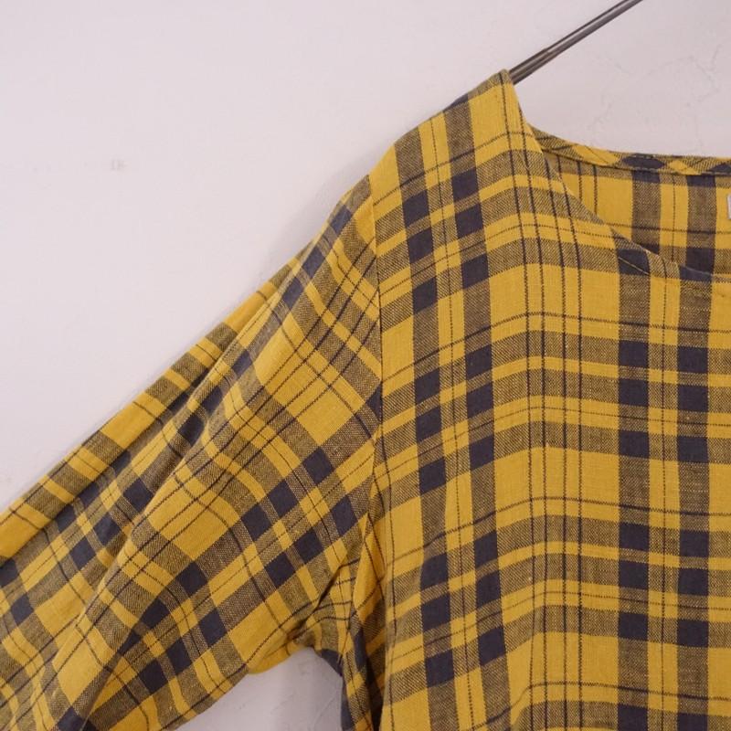 フォグリネンワーク fog linen work *リネンチェックワンピース*麻