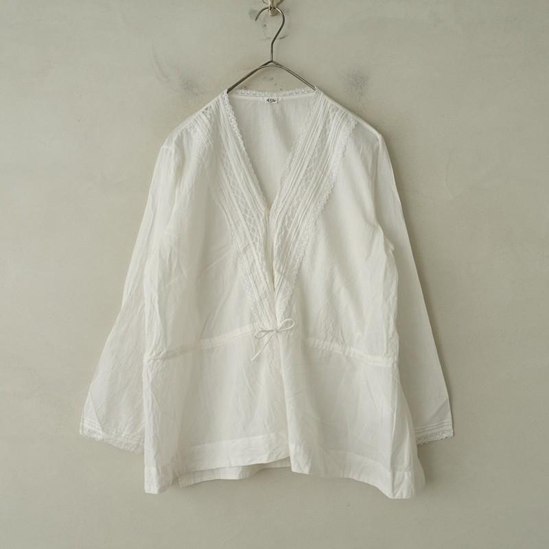 45R☆インドカディのレース&タックのカシュクールブラウス/アイボリー♪ 45R（フォーティファイブアール） 【定価4.1万】45R *インドカディの
