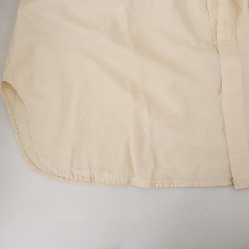 ブノン BUNON *コットンシルクボリュームスリーブワンピース*L綿イエローベージュ刺し子タックドレス(25-2602-288)【61C62a】の画像