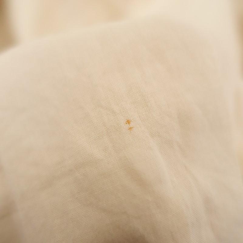 ブノン BUNON *コットンシルクボリュームスリーブワンピース*L綿イエローベージュ刺し子タックドレス(25-2602-288)【61C62a】の画像