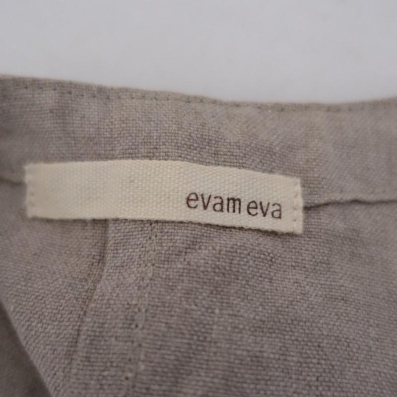 evam eva  エヴァムエヴァ　リネンノースリーブ evam eva（エヴァムエヴァ） *リネン切替Vネックベスト*麻ベージュ