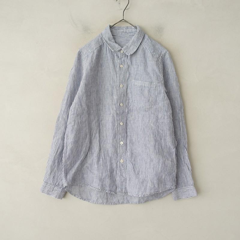 nest Robe（ネストローブ） *リネンストライプシャツ*麻ネイビー