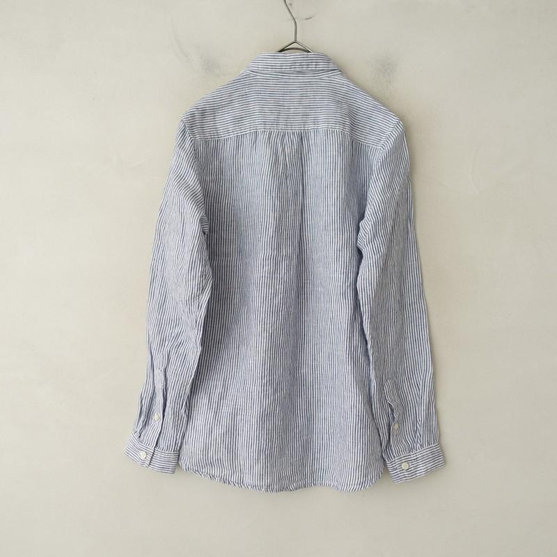 nest Robe（ネストローブ） *リネンストライプシャツ*麻ネイビー