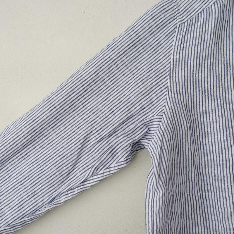 nest Robe（ネストローブ） *リネンストライプシャツ*麻ネイビー