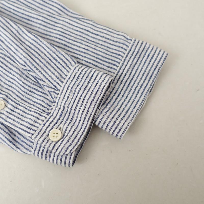 nest Robe（ネストローブ） *リネンストライプシャツ*麻ネイビー