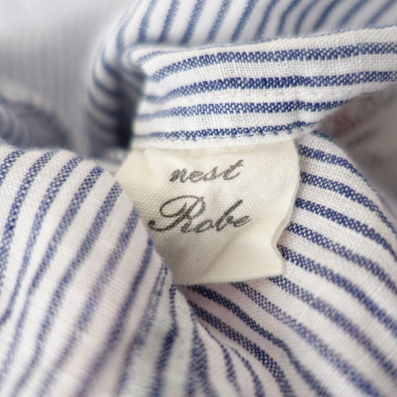 nest Robe（ネストローブ） *リネンストライプシャツ*麻ネイビー
