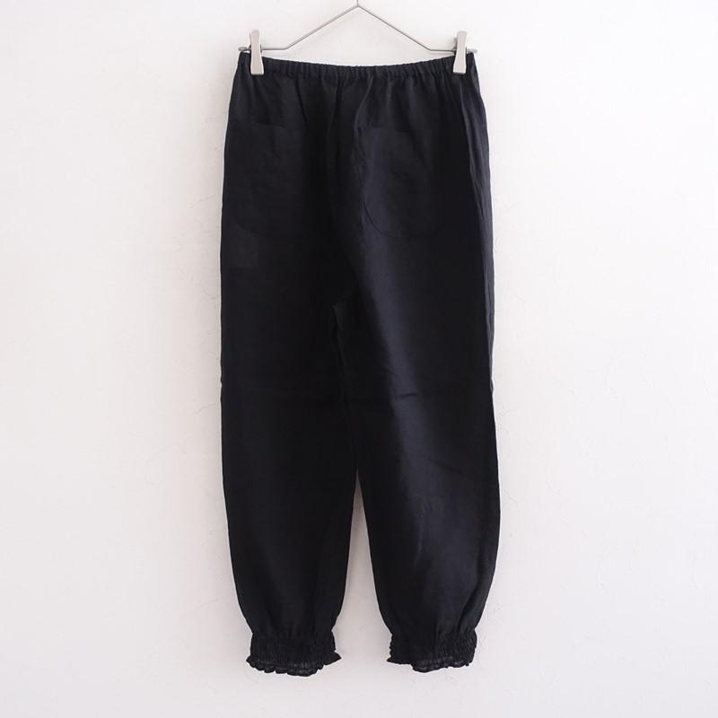リゼッタ Lisette Le linge *リネン裾ゴムイージーパンツ*36麻ブラック