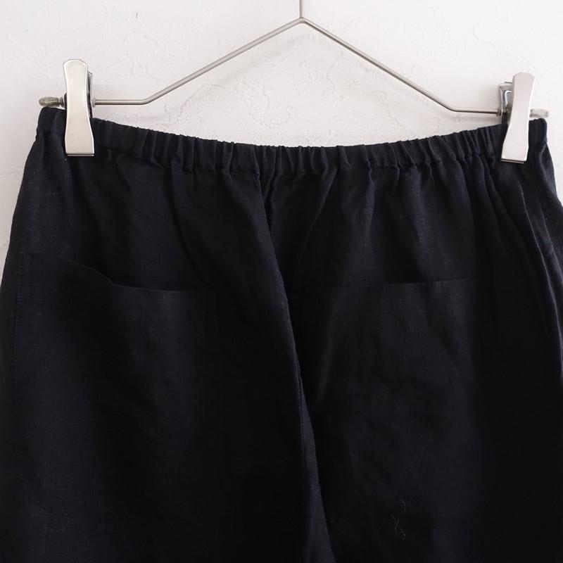 リゼッタ Lisette Le linge *リネン裾ゴムイージーパンツ*36麻ブラック