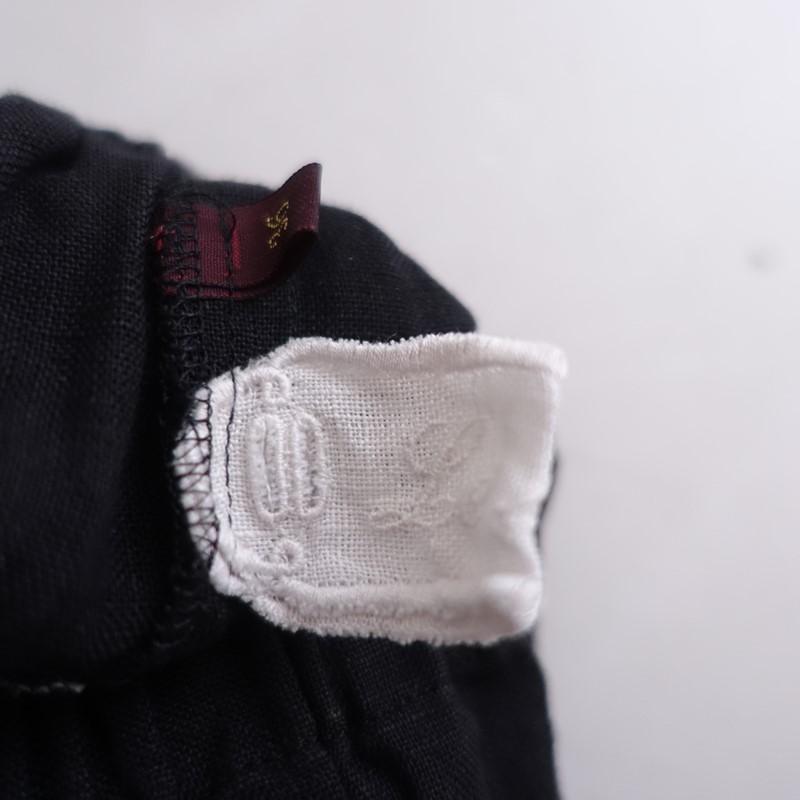 リゼッタ Lisette Le linge *リネン裾ゴムイージーパンツ*36麻ブラック