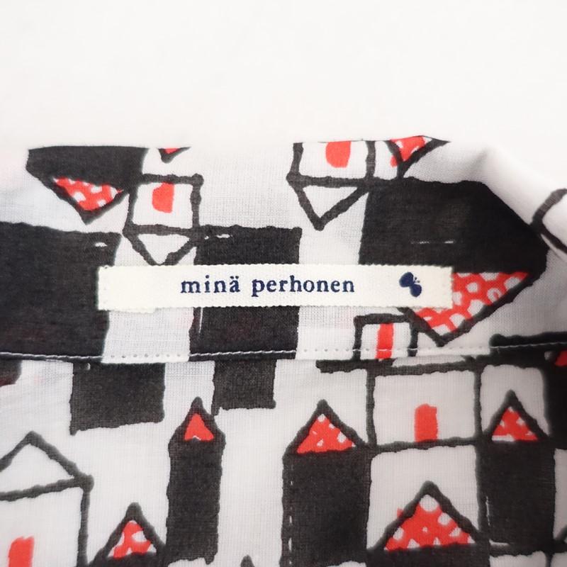 mina perhonen（ミナペルホネン） *hutte プリントブラウス*36綿