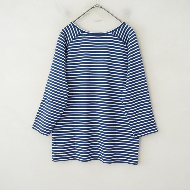 【新品未使用】 Marinella ニットタイ ネイビー ホワイト ボーダー 美品】栗原はるみ Share with kurihara harumi *ボーダーカットソー*L