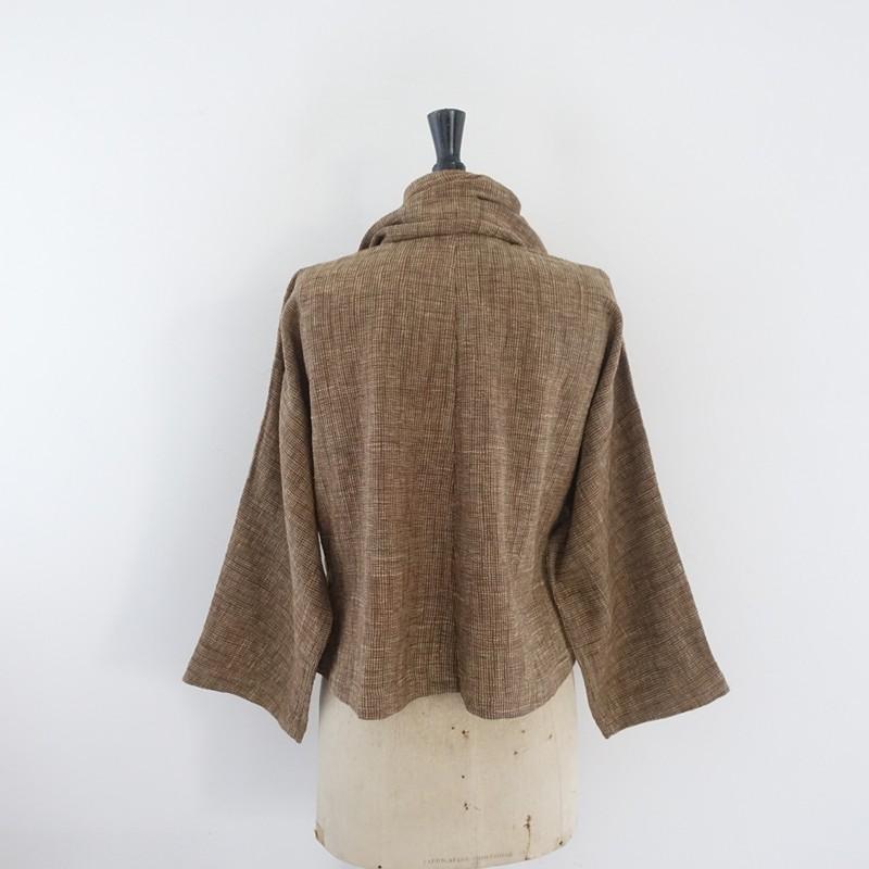 美品】うさと usaato *草木染め羽織り*ブラウン×ベージュ手紡ぎ手織り