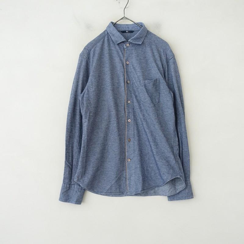 美品　45R 藍染め　コットン100% カットソー インディゴ　サイズ3 徳島インディゴソックス＿藍染Tシャツ/ポケット トップス