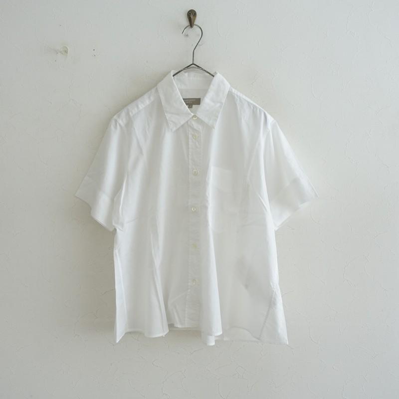 マーガレットハウエル 2024 DENSE COTTON 半袖 白 シャツ 美品 MARGARET HOWELL（マーガレットハウエル） *コットン半袖シャツ*1綿