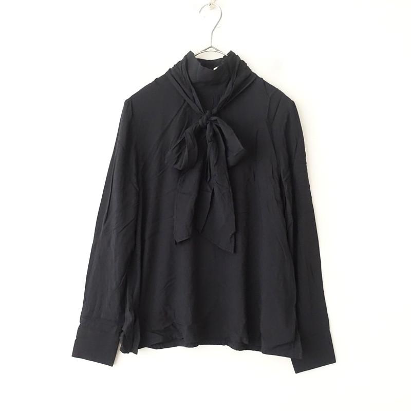 リゼッタ Lisette *タイネックブラウス*36ブラック黒リボン付 
