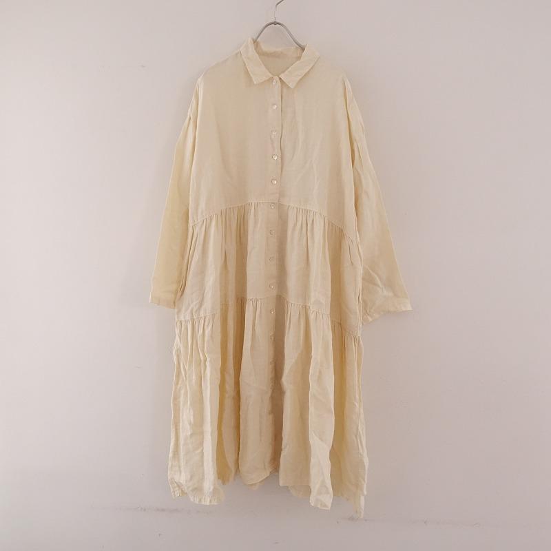 nest Robe ネストローブ *リネンティアードワンピース*麻薄手ロング 