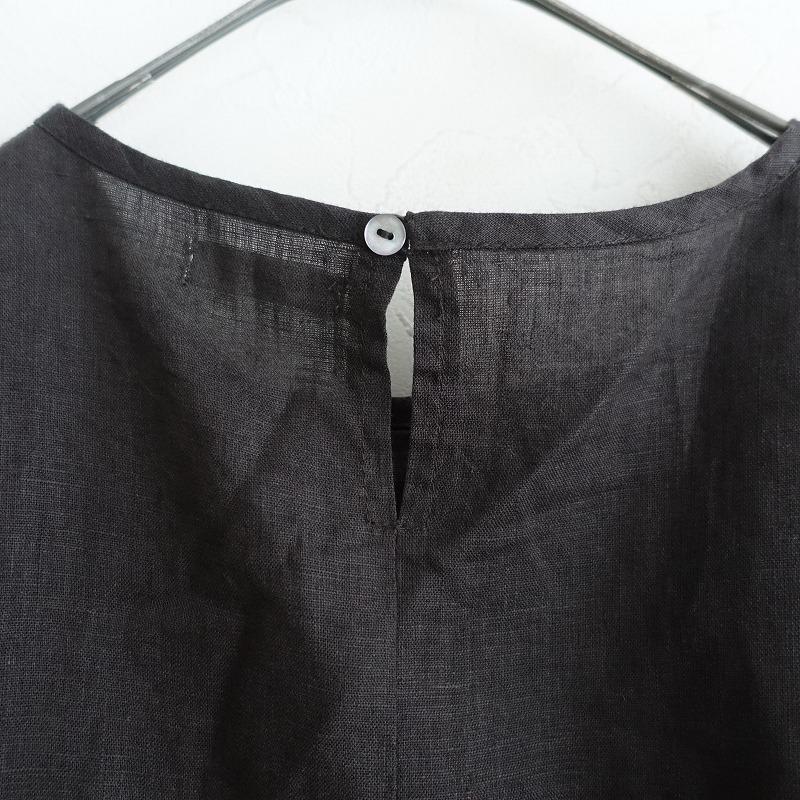 【fog linen work】リネンキーネックギャザースモックブラウス fog linen work】リネンキーネックギャザースモックブラウス
