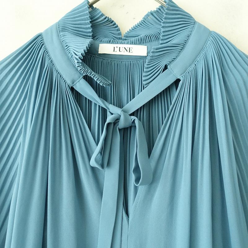 L'UNE(リュンヌ) 長袖カットソー サイズF レディース美品  ダークネイビー プリーツ L'UNE リュンヌ／プリーツブラウス ネイビー - メルカリ