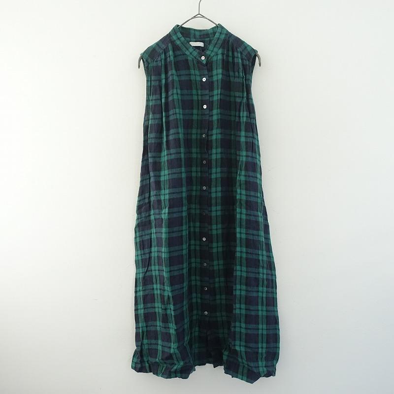 fog linen work チェック柄 ノースリーブワンピース フォグリネンワーク fog linen work *チェック柄ノースリーブ